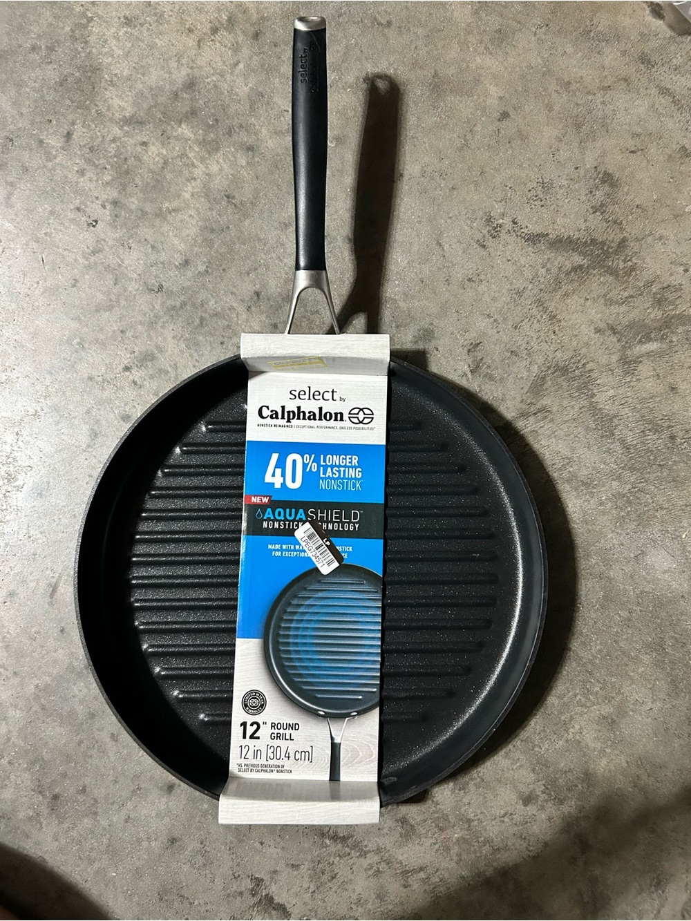 Select by Calphalon 12” Round Grill Pan Aquashield Nonstick NEW